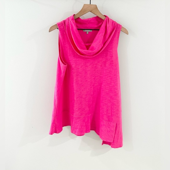 Habitat Hot Pink Cowl Neck Flounce Top Size Small - Picture 2 of 7